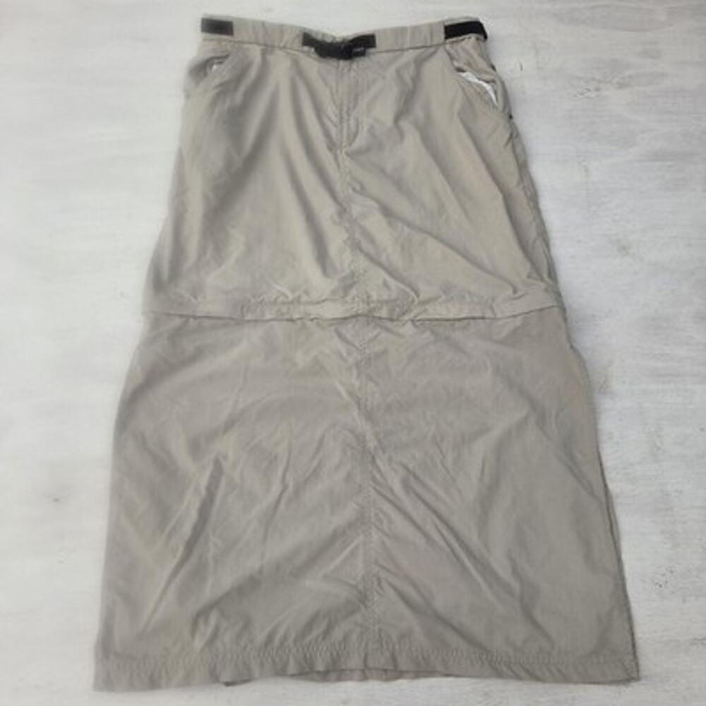 Columbia Sportswear Womens L Beige Hiking Skirt Long Convertible Zip Off Outdoor